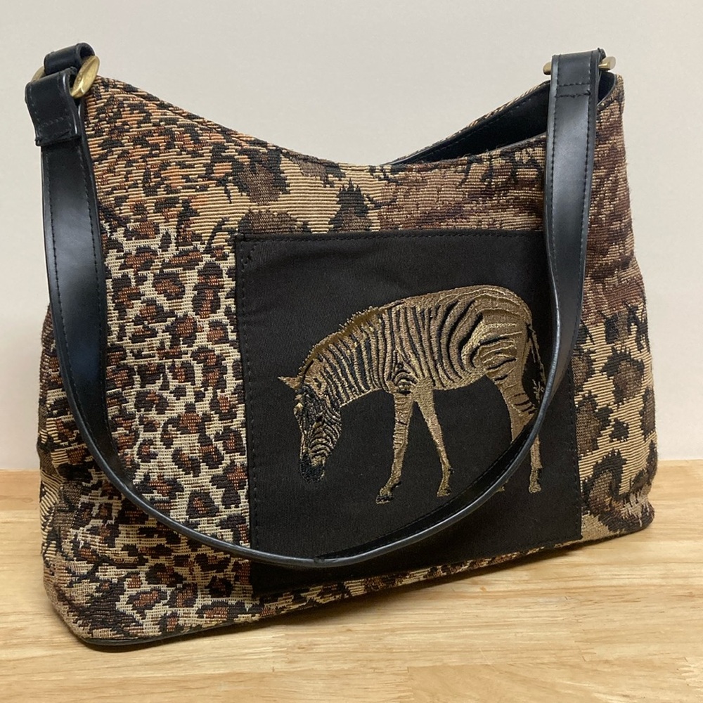 Bueno Vintage Tapestry Animal Print Shoulder Bag Purse with Zebra